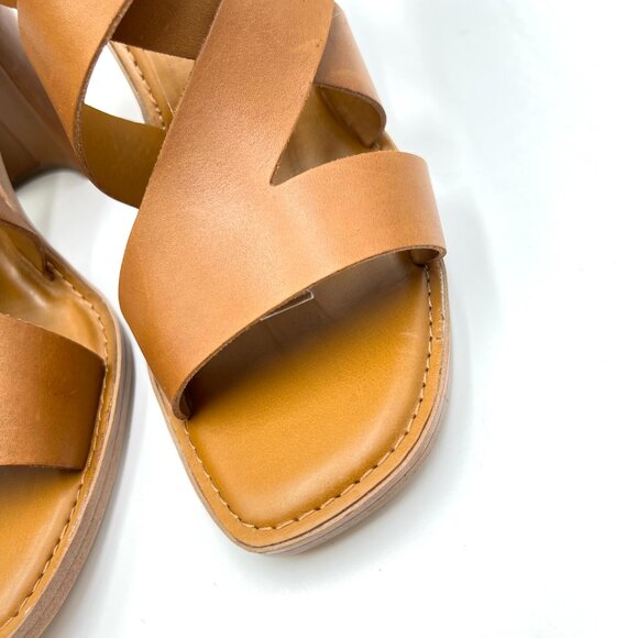 Franco Sarto Womens Size 11 Brown Leather Block Heels Sandals Shoes - Picture 5 of 14